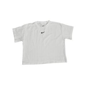 Nike The Nike Tee White Logo Cropped Crop Tee Shirt Size Youth Small 8